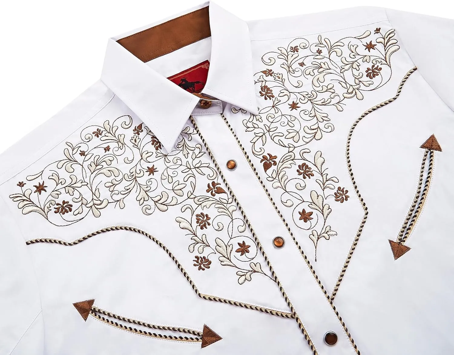 Men's Western Cowboy Shirt Embroidered Long Sleeve Casual Button Down Shirt