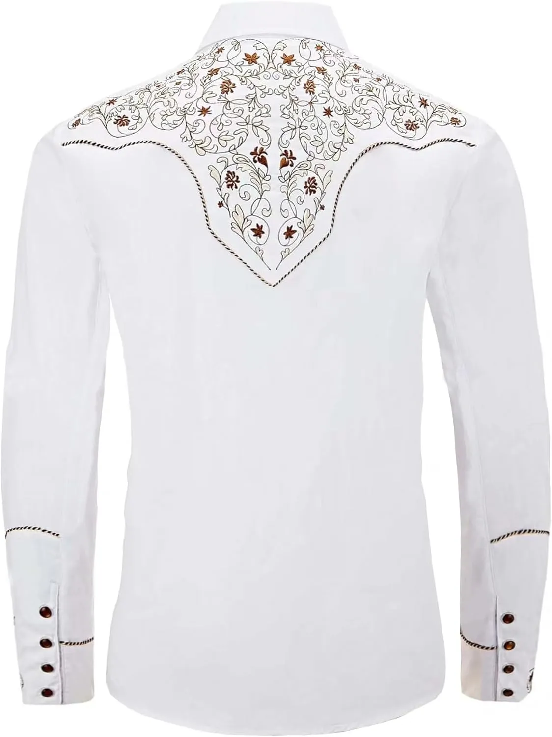 Men's Western Cowboy Shirt Embroidered Long Sleeve Casual Button Down Shirt