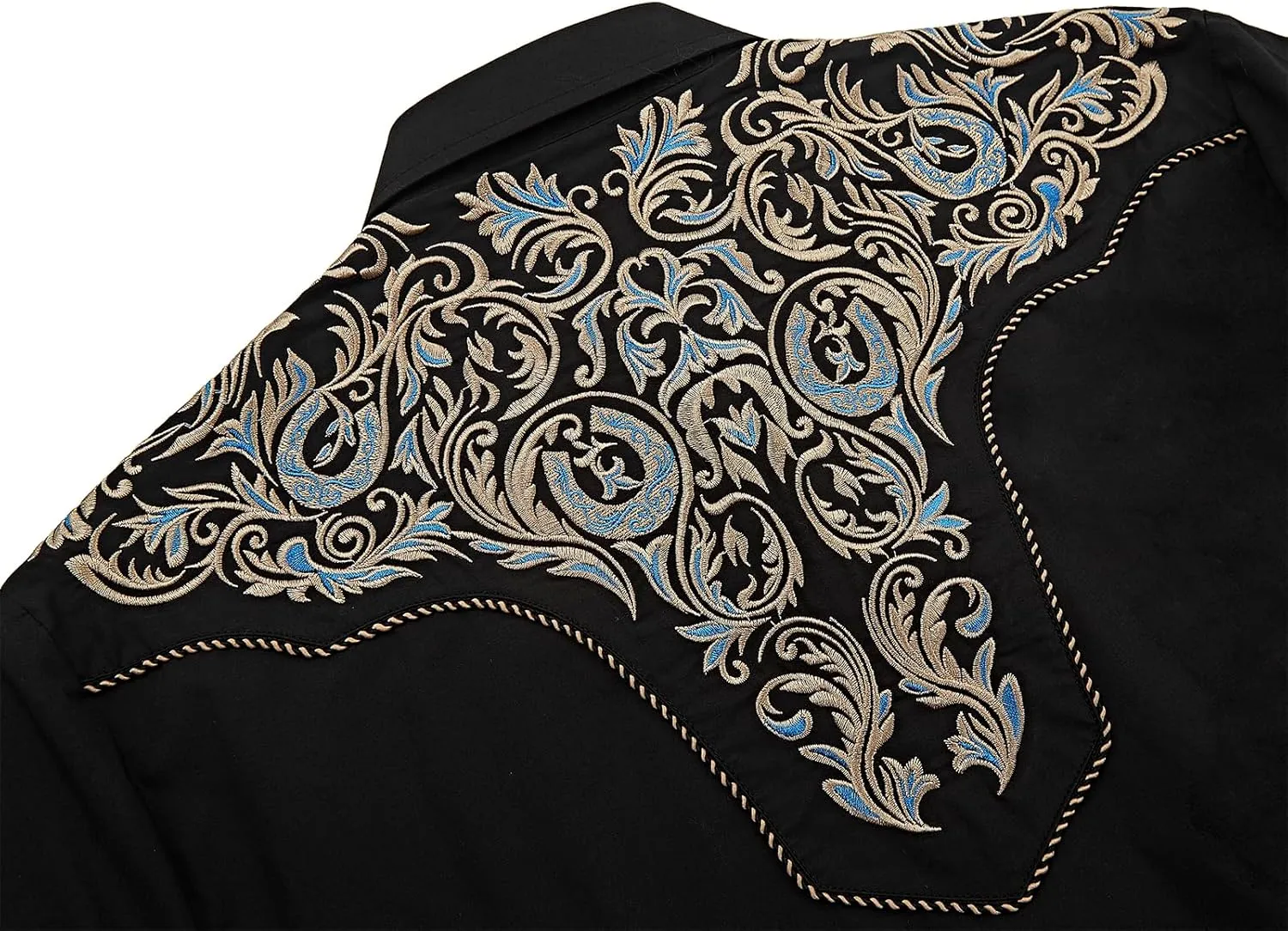 Men's Western Cowboy Shirt Embroidered Long Sleeve Casual Button Down Shirt