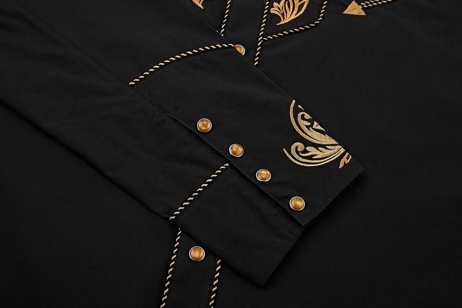 Men's Western Cowboy Shirt Embroidered Long Sleeve Casual Button Down Shirt
