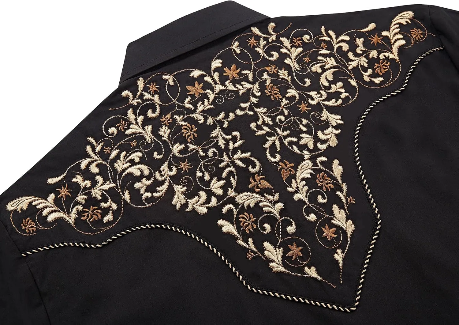 Men's Western Cowboy Shirt Embroidered Long Sleeve Casual Button Down Shirt