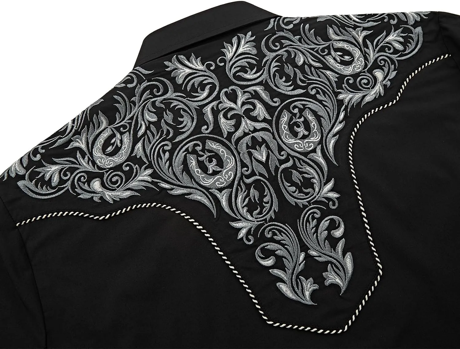 Men's Western Cowboy Shirt Embroidered Long Sleeve Casual Button Down Shirt