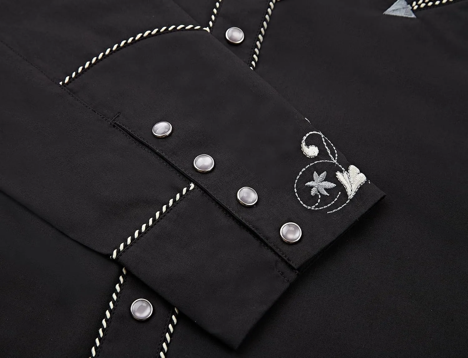 Men's Western Cowboy Shirt Embroidered Long Sleeve Casual Button Down Shirt