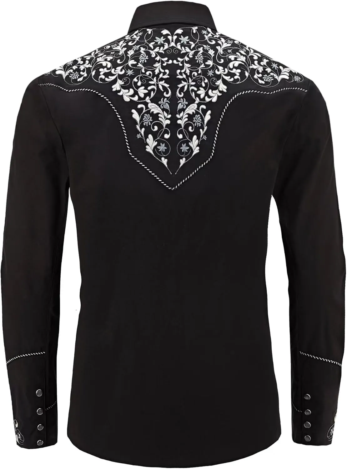 Men's Western Cowboy Shirt Embroidered Long Sleeve Casual Button Down Shirt