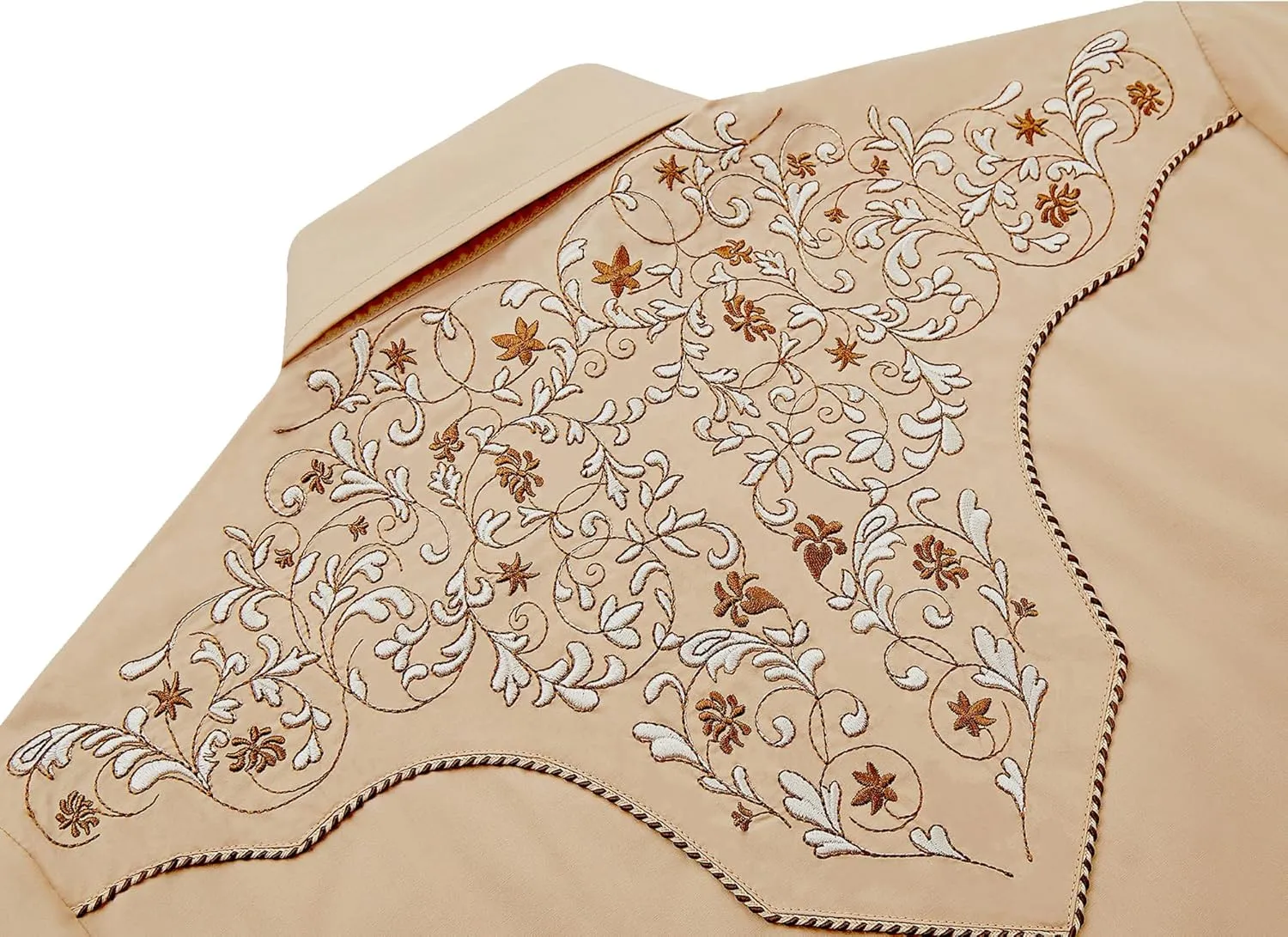 Men's Western Cowboy Shirt Embroidered Long Sleeve Casual Button Down Shirt