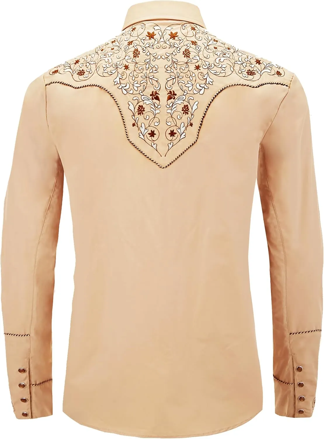 Men's Western Cowboy Shirt Embroidered Long Sleeve Casual Button Down Shirt