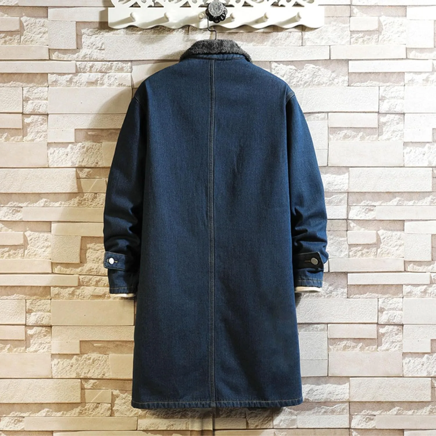Mens Winter And Autumn Loose Casual Denim Trench Coat Long Coat Fit Jacket Men Men's Jackets