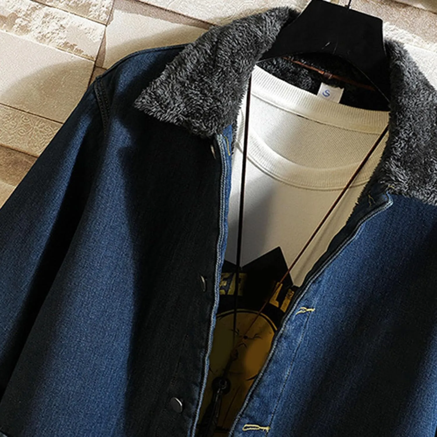 Mens Winter And Autumn Loose Casual Denim Trench Coat Long Coat Fit Jacket Men Men's Jackets