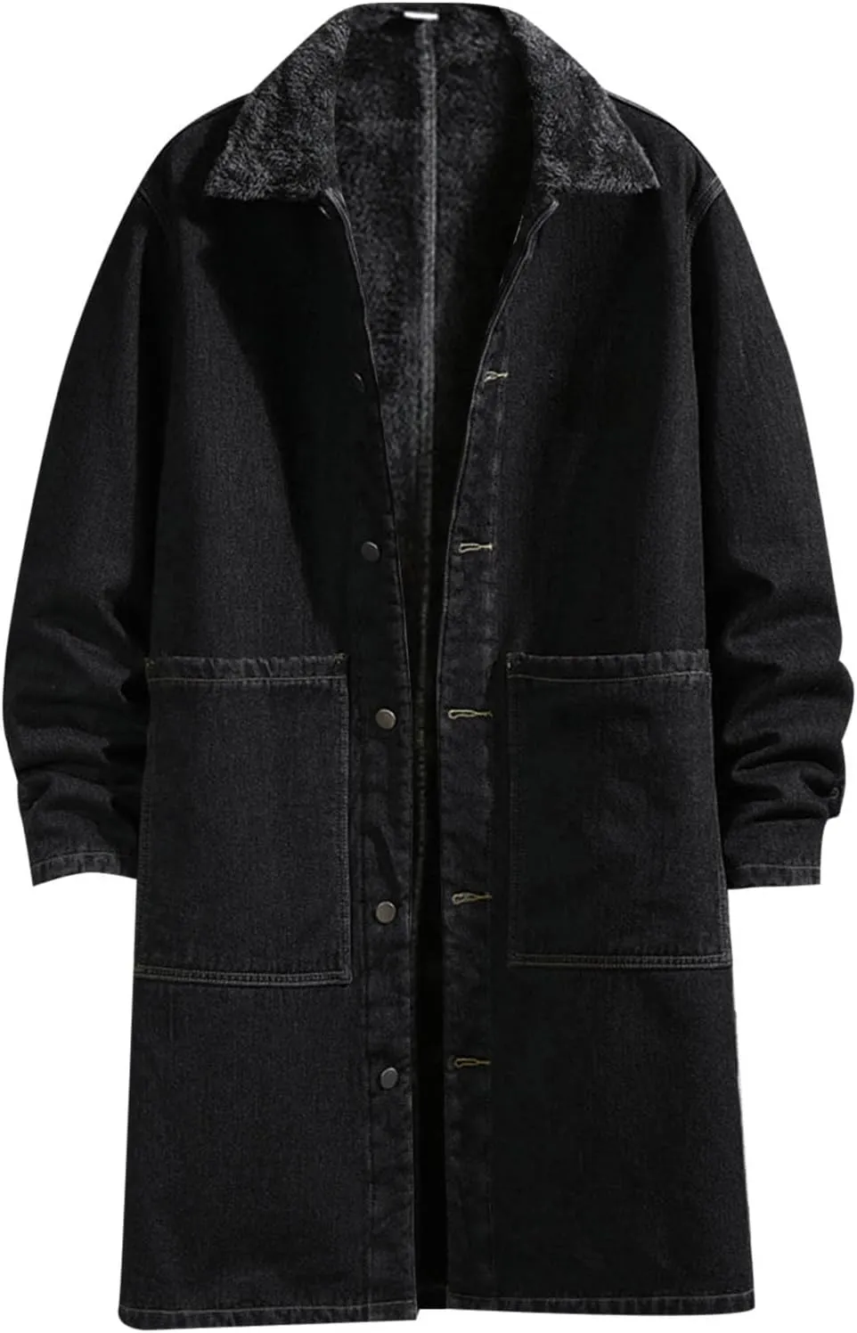 Mens Winter And Autumn Loose Casual Denim Trench Coat Long Coat Fit Jacket Men Men's Jackets