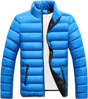 Men's Winter Puffer Jacket Fleece Warm Lightweight Coat Outerwear Cold Weather Chompas Para Hombre, M-2XL