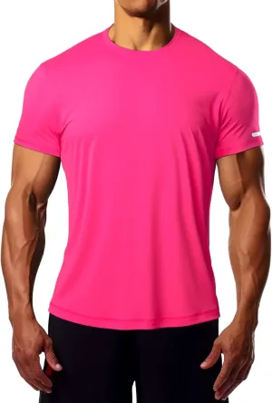 Mens Workout Shirts Fitted, Quick Dry Gym Tshirts Running Athletic Top Moisture Wicking Tee