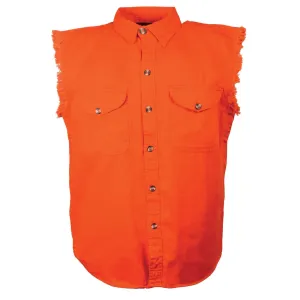 Milwaukee Performance Denim DM1003 Men’s Orange Lightweight Sleeveless Denim Shirt