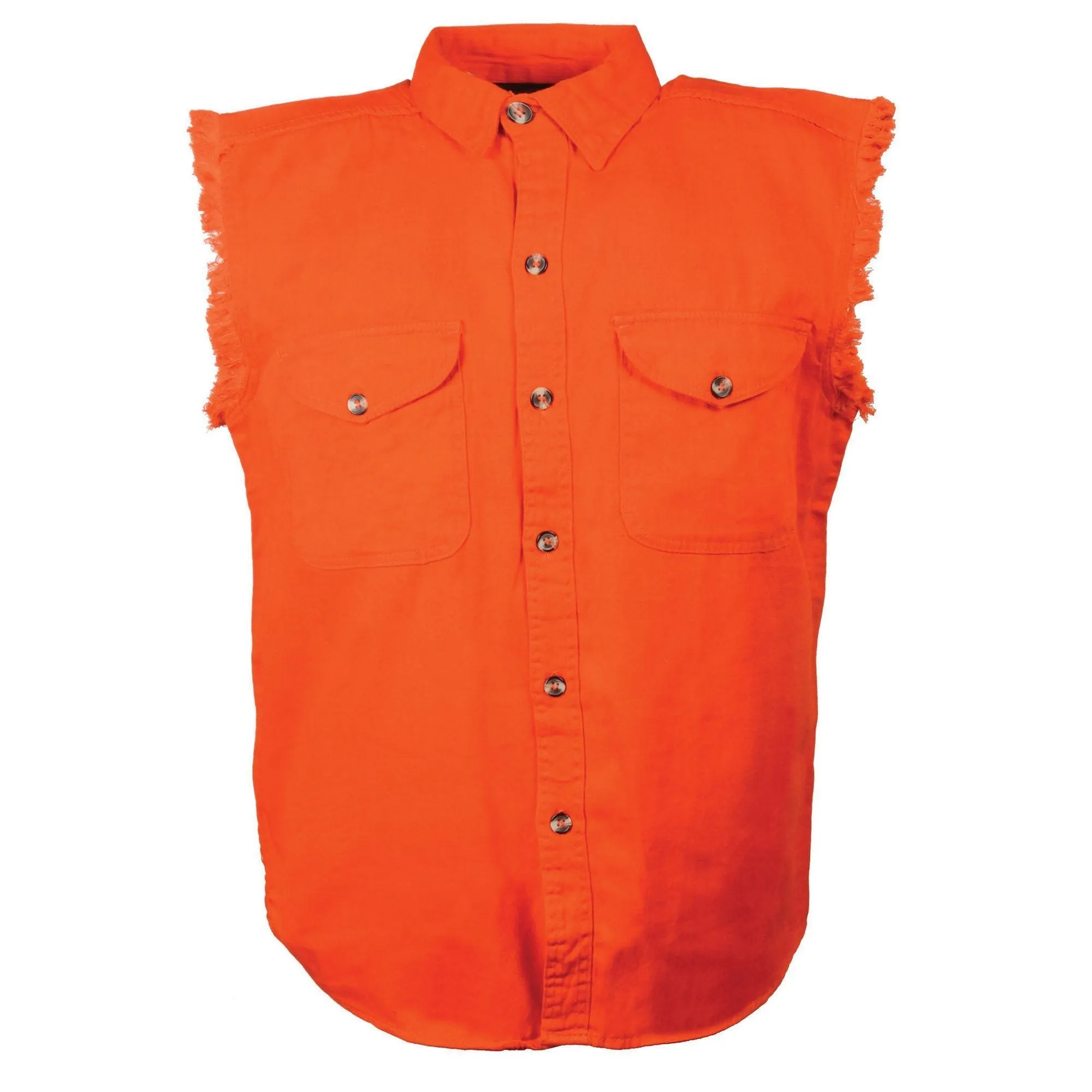 Milwaukee Performance Denim DM1003 Men’s Orange Lightweight Sleeveless Denim Shirt