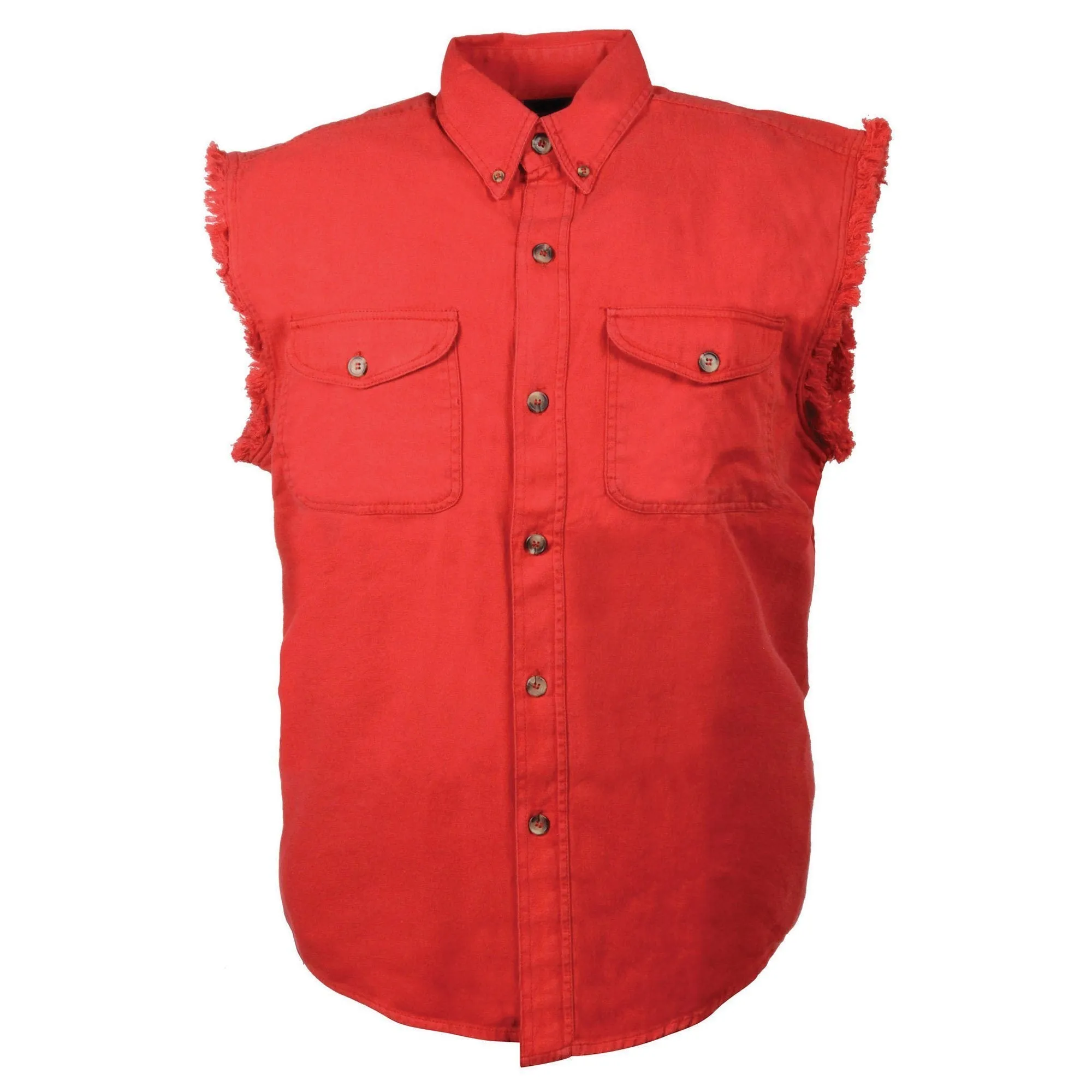 Milwaukee Performance Denim-DM4007-Men’s Red Lightweight Sleeveless Denim Shirt