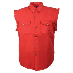 Milwaukee Performance Denim-DM4007-Men’s Red Lightweight Sleeveless Denim Shirt