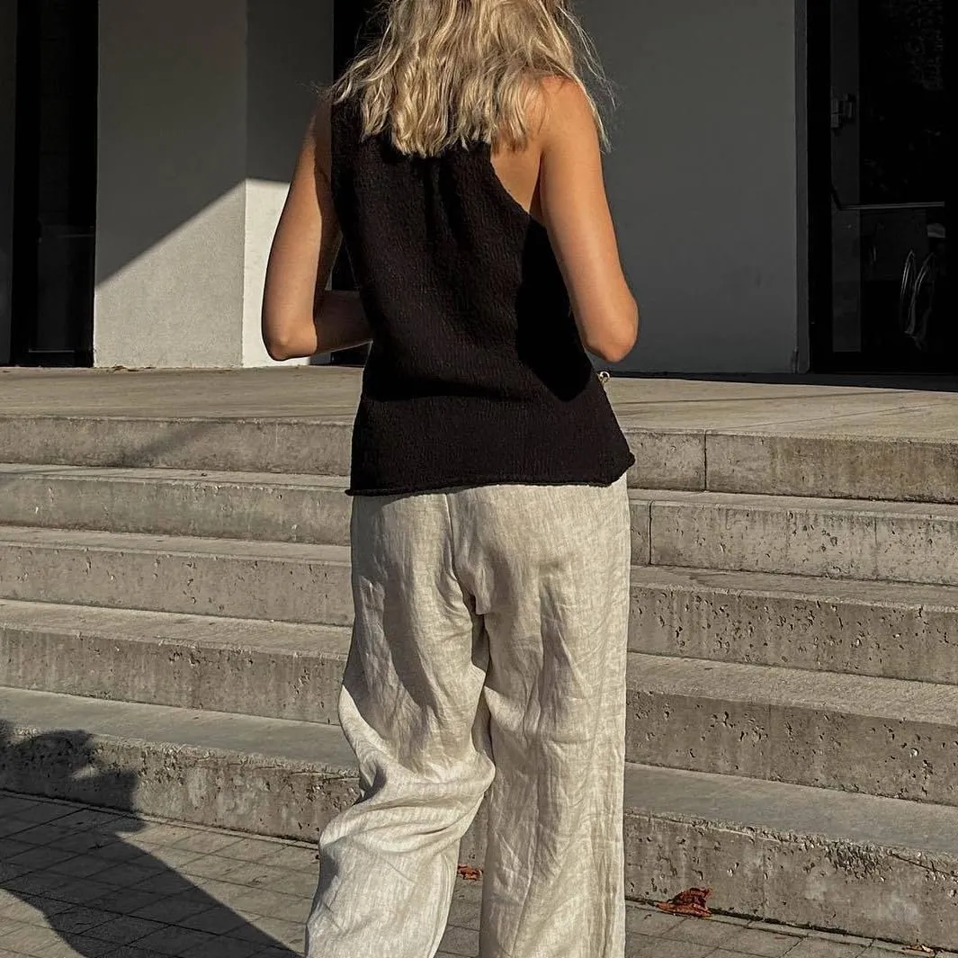 MOLERFO Sleeveless Sweater Top Long Top Knit Tank Tops Y2k Tie Front Vests Old Money Womens Vest Top