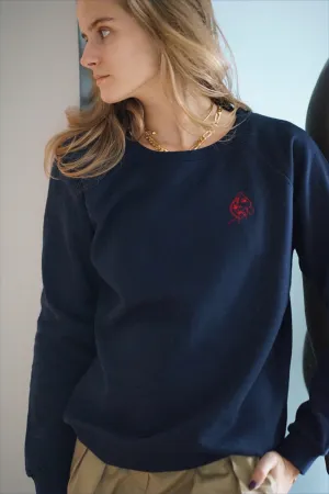 Montauk. Embroidered art sweatshirt blue/red