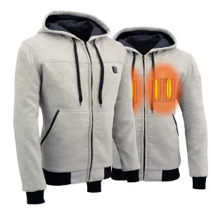 Nexgen Heat MPM1714SET Men's Fiery Heated Hoodie Silver Zipper Front Sweatshirt Jacket for Winter w/Battery Pack