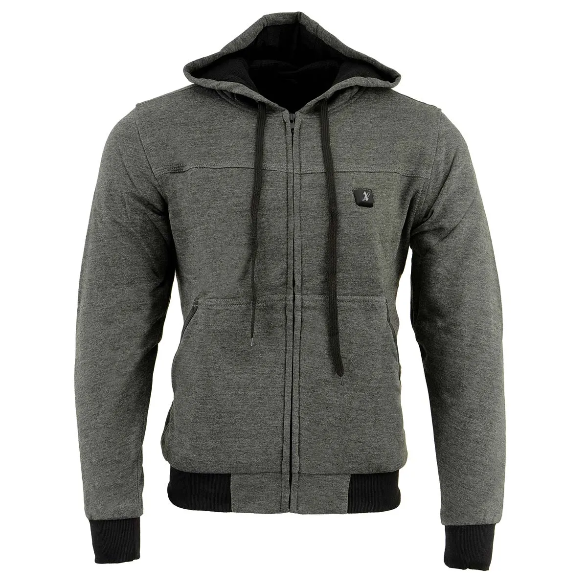 Nexgen Heat NXM1713SET Men's Fiery Heated Hoodie - Grey Zipper Front Sweatshirt Jacket for Winter w/Battery Pack