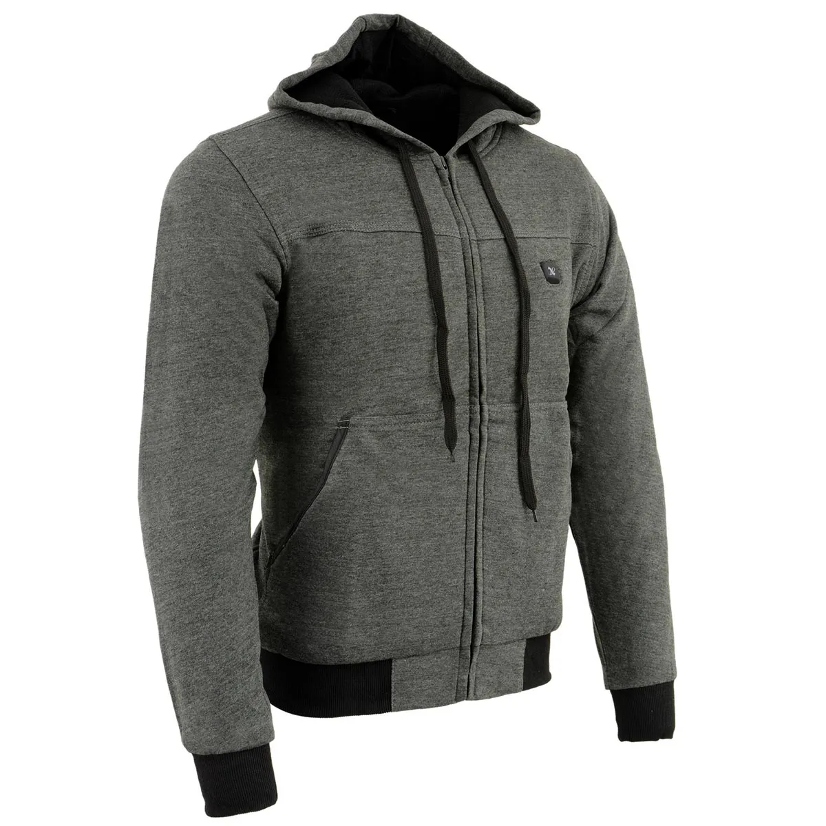 Nexgen Heat NXM1713SET Men's Fiery Heated Hoodie - Grey Zipper Front Sweatshirt Jacket for Winter w/Battery Pack