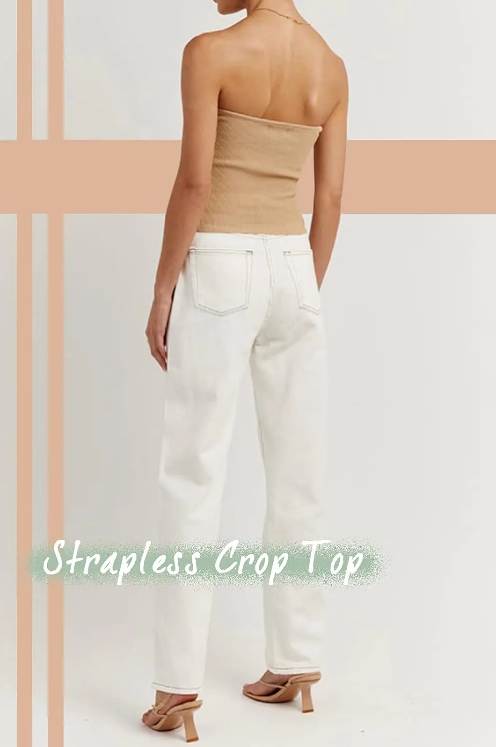 NTSWZYS Womens Strapless Crop Top Sexy Twist Knot Front Solid Ribbed Knit Tube Top Sleeveless Camisole Tanks Top