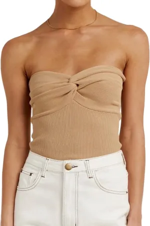 NTSWZYS Womens Strapless Crop Top Sexy Twist Knot Front Solid Ribbed Knit Tube Top Sleeveless Camisole Tanks Top