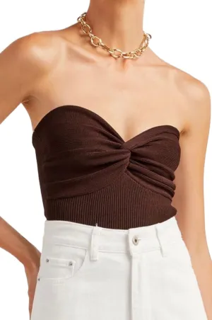 NTSWZYS Womens Strapless Crop Top Sexy Twist Knot Front Solid Ribbed Knit Tube Top Sleeveless Camisole Tanks Top