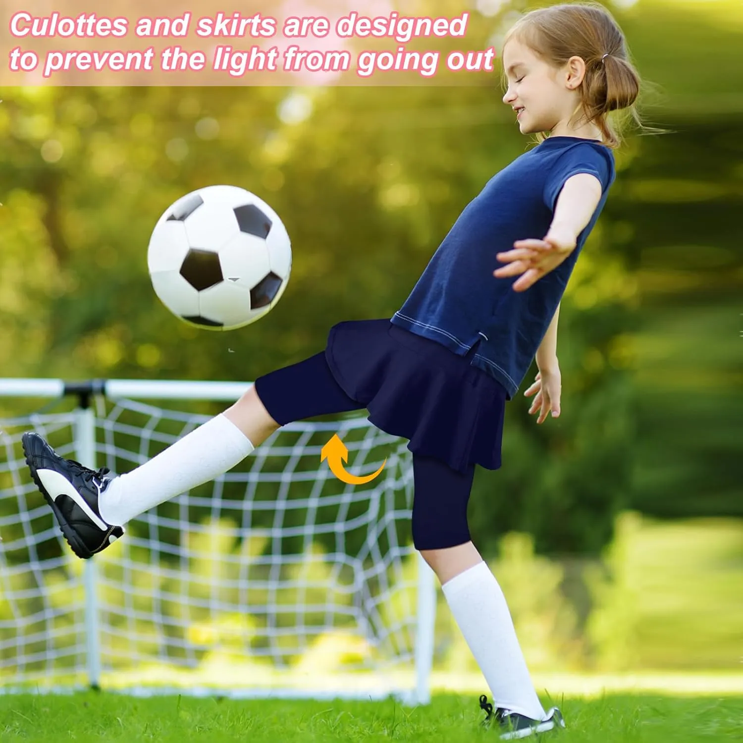 ONESING 3 Pack Knee-Length Leggings with Skirt for Girls 4-11 Years - Stretchy Athletic Leggings - Summer Pant Skirt Leggings