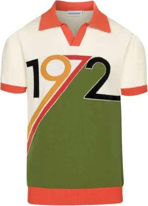 OXKNIT Men's Knit Polo Shirt Casual Knitted Shirt Short Sleeve 1972 Pattern Summer Shirt