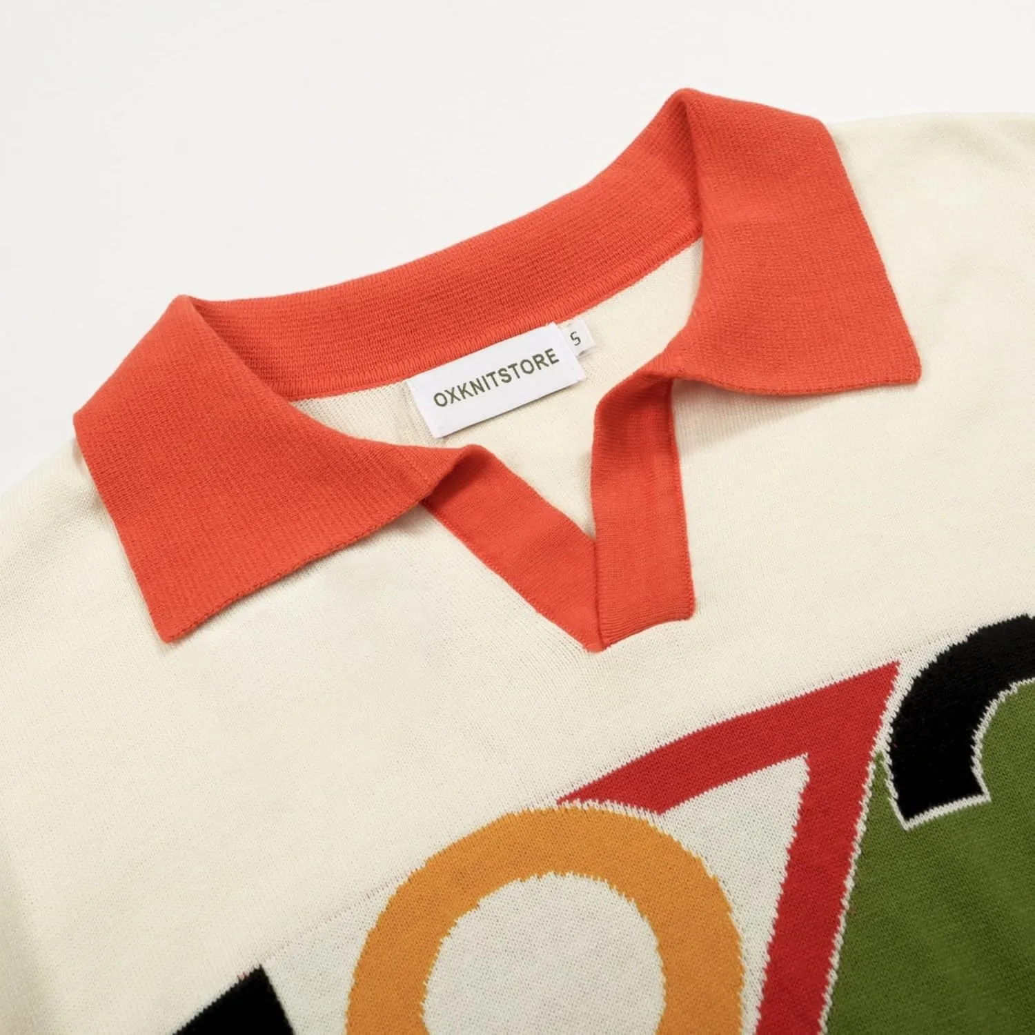 OXKNIT Men's Knit Polo Shirt Casual Knitted Shirt Short Sleeve 1972 Pattern Summer Shirt