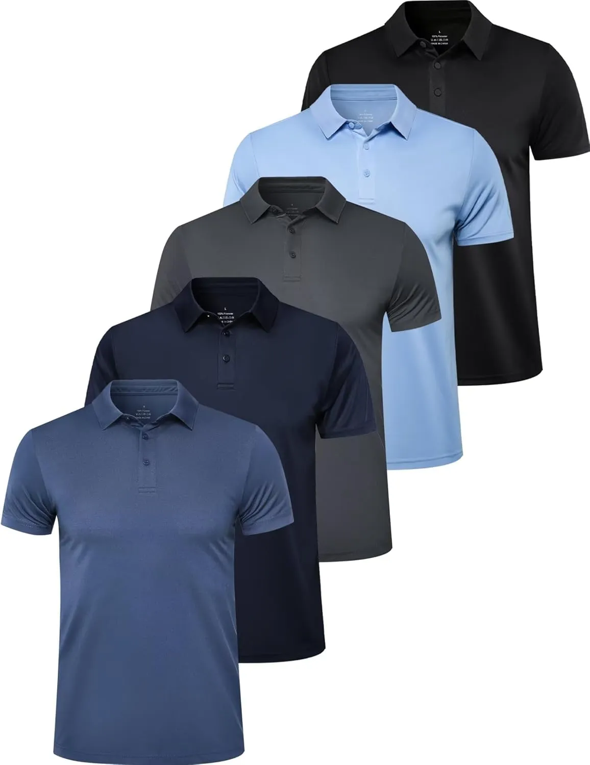 OYGSieg 5 Pack Mens Polo Shirt Short Sleeve Tactical Shirts Quick Dry Performance Golf Shirt Pique Jersey Outdoor Shirt