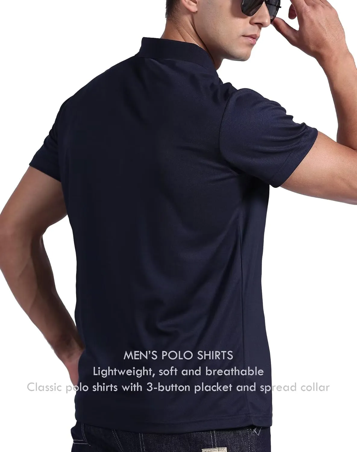 OYGSieg 5 Pack Mens Polo Shirt Short Sleeve Tactical Shirts Quick Dry Performance Golf Shirt Pique Jersey Outdoor Shirt