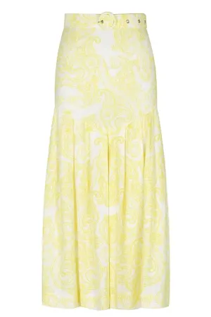 Paisley Lemon Midi Skirt