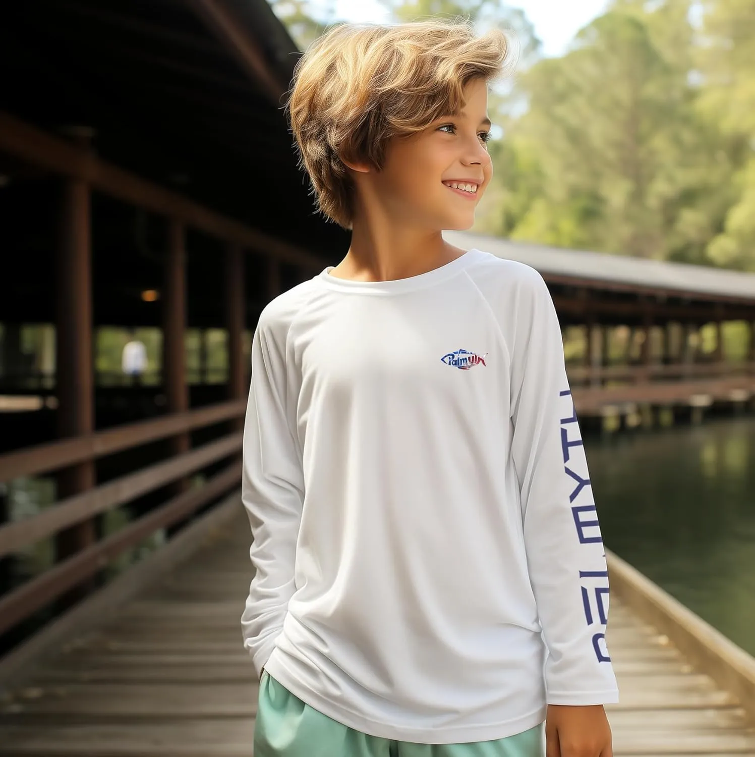 Palmyth Boys Fishing Shirt Youth Long Sleeve T-Shirt UPF 50  Sun Protection