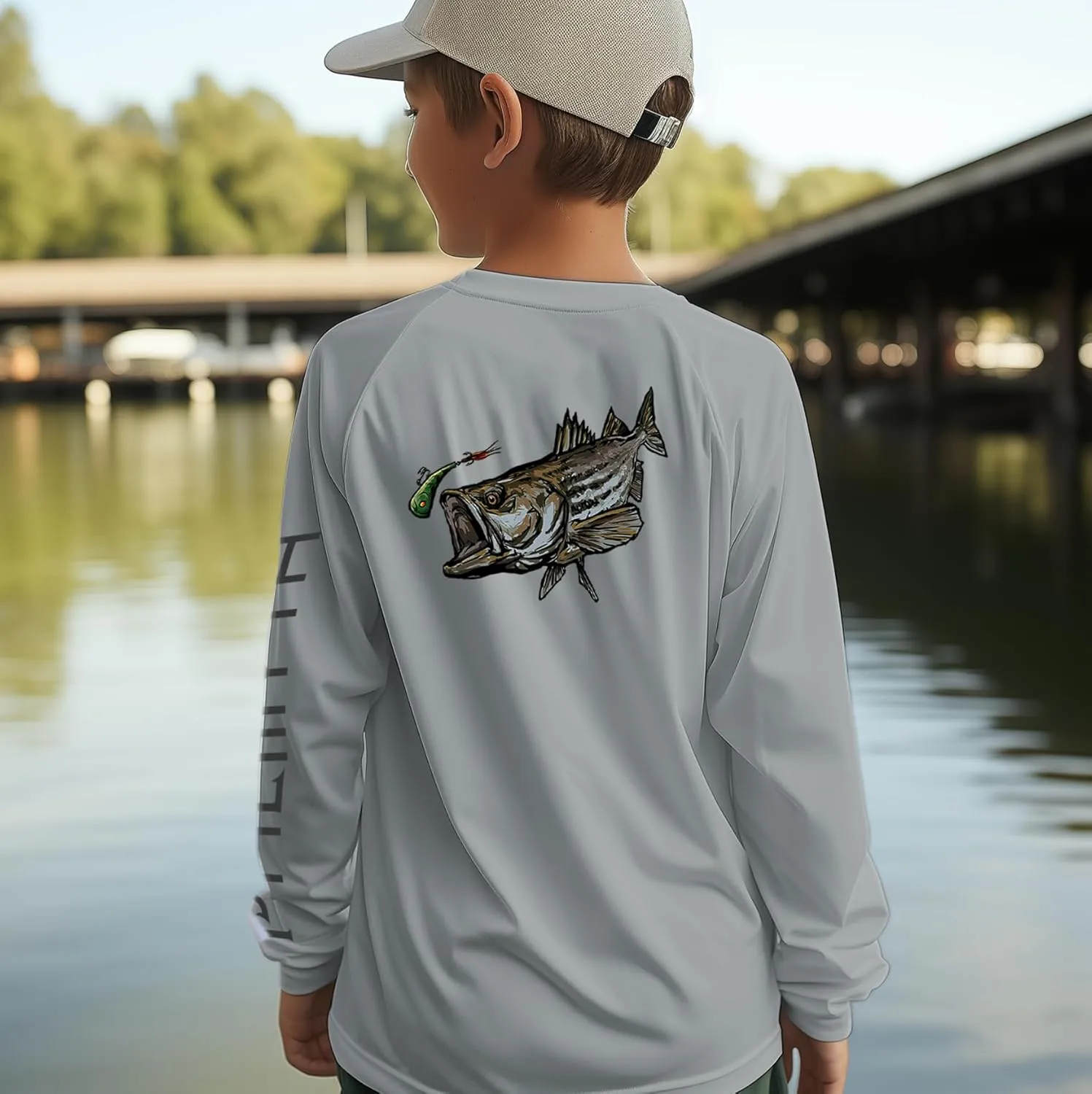 Palmyth Boys Fishing Shirt Youth Long Sleeve T-Shirt UPF 50  Sun Protection
