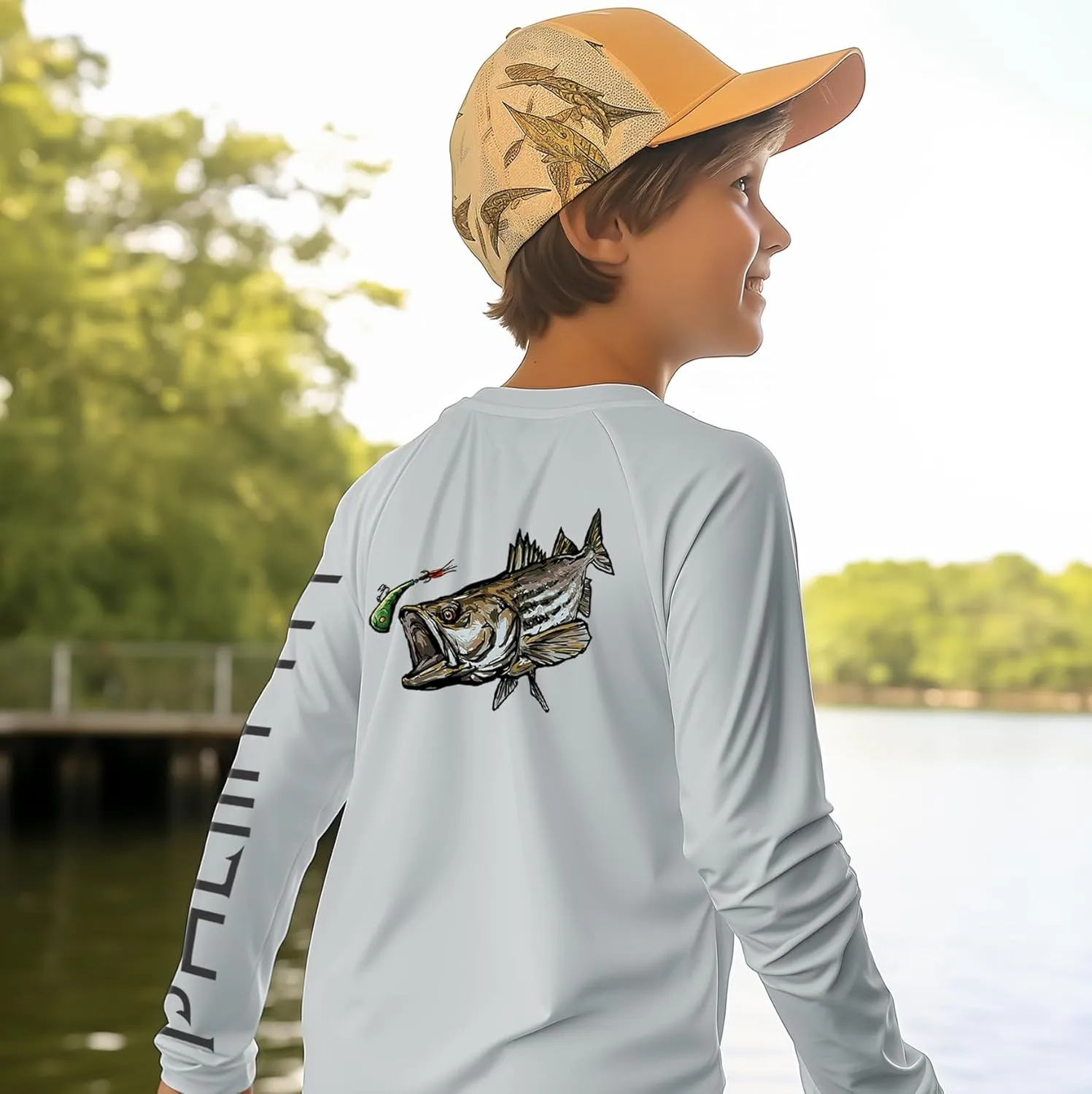 Palmyth Boys Fishing Shirt Youth Long Sleeve T-Shirt UPF 50  Sun Protection