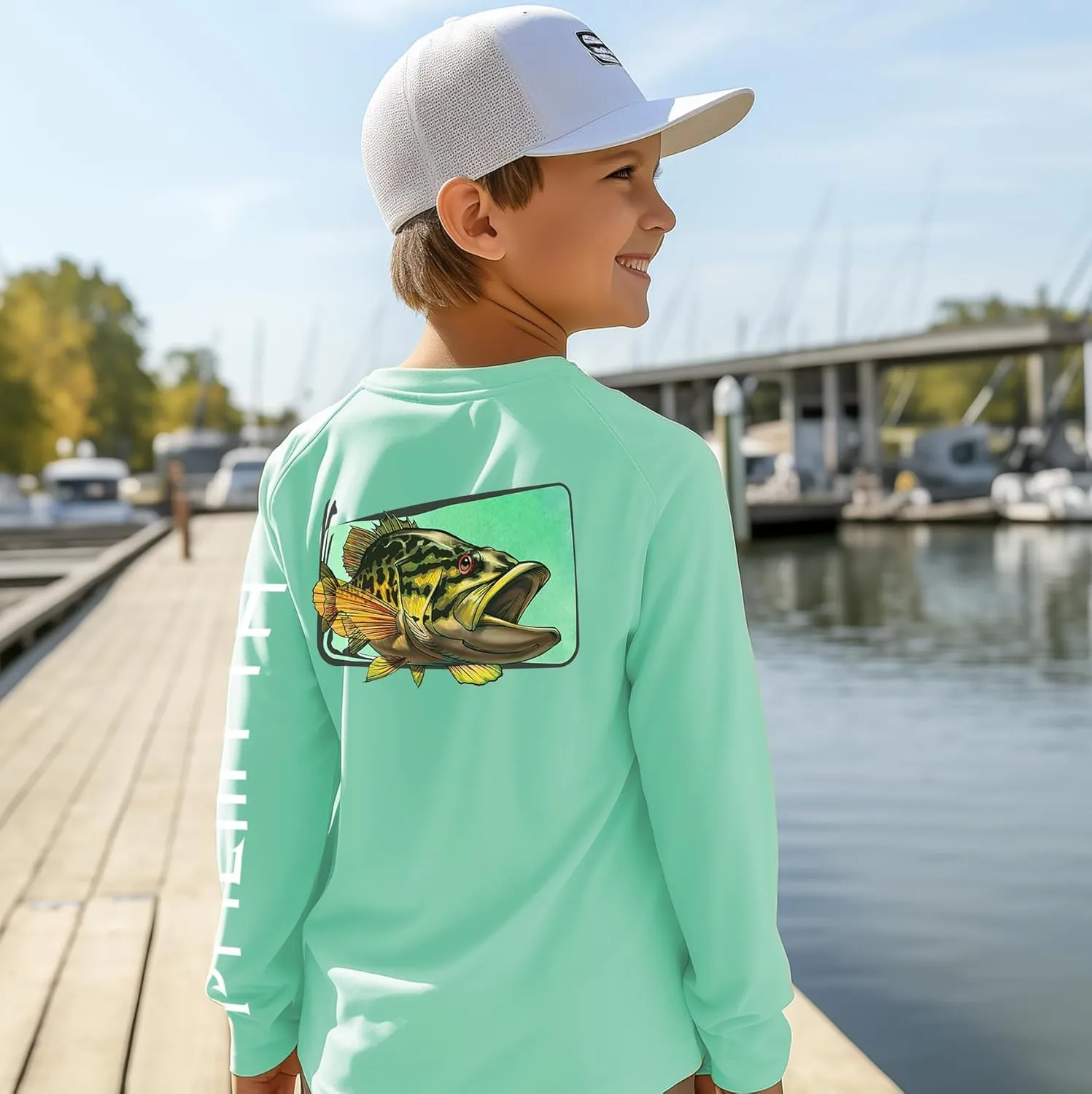 Palmyth Boys Fishing Shirt Youth Long Sleeve T-Shirt UPF 50  Sun Protection