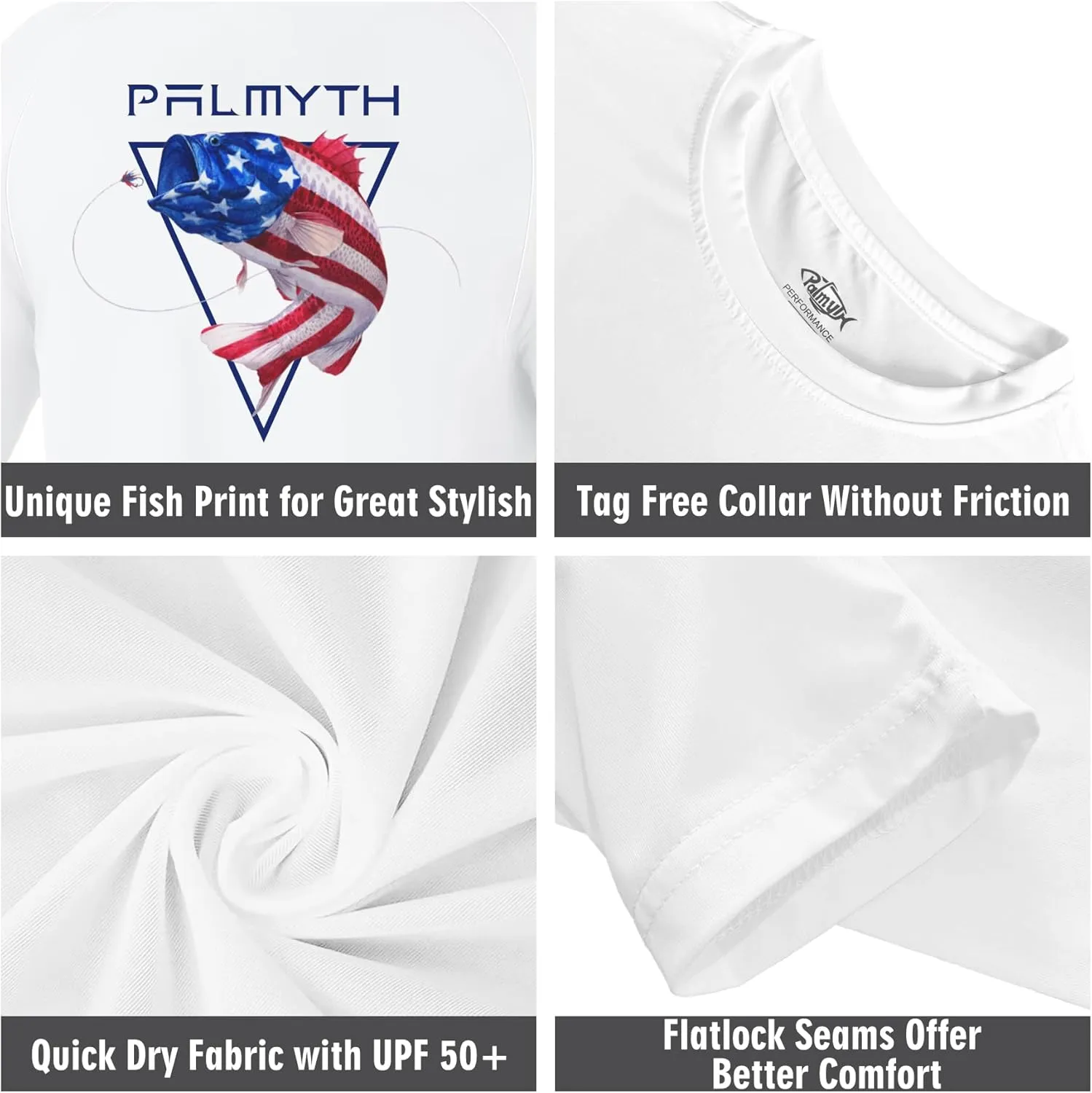 Palmyth Boys Fishing Shirt Youth Long Sleeve T-Shirt UPF 50  Sun Protection