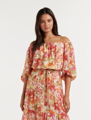 Penelope Printed Bardot Top