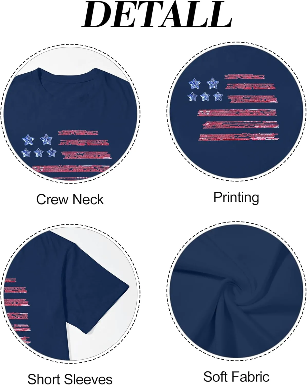 Plus Size American Flag Shirt Women USA Stars T-Shirt 4th of July Memorial Tee Patriotic Sequin American Proud Tops