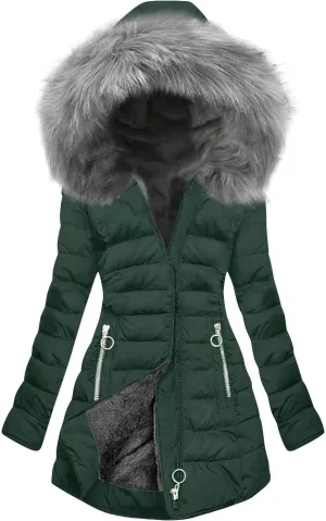 Plus Size Winter Puffer Coats for Women Thicken Warm Fleece Lined Parkas Coat Padded Down Jacket with Faux Fur Trim Hood