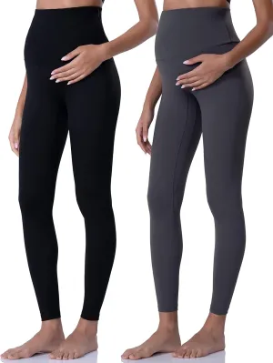 POSHDIVAH Women's Maternity Leggings Over The Belly Pregnancy Yoga Pants Active Wear Workout Leggings