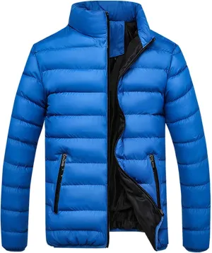 Puffer Jacket for Men's Light Padded Zip Down Jacket Winter Warm Stand Collar Coat Packable Quilted Jackets