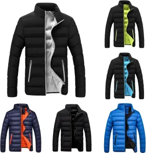 Puffer Jacket for Men's Light Padded Zip Down Jacket Winter Warm Stand Collar Coat Packable Quilted Jackets