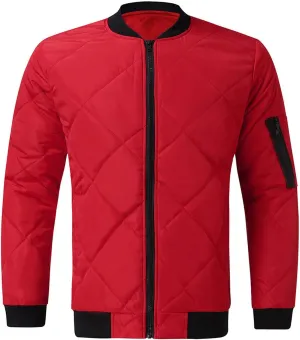 Quilted Insulated Jacket Mens Lightweight Puffer Jacket Zip up Padded Coat Warm Down Jacket Casual Winter Coats
