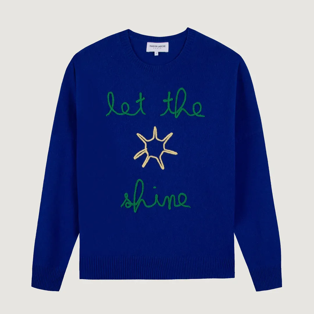 "Let The Sun Shine" Buzelin Cashmere Sweater (Royal Blue)