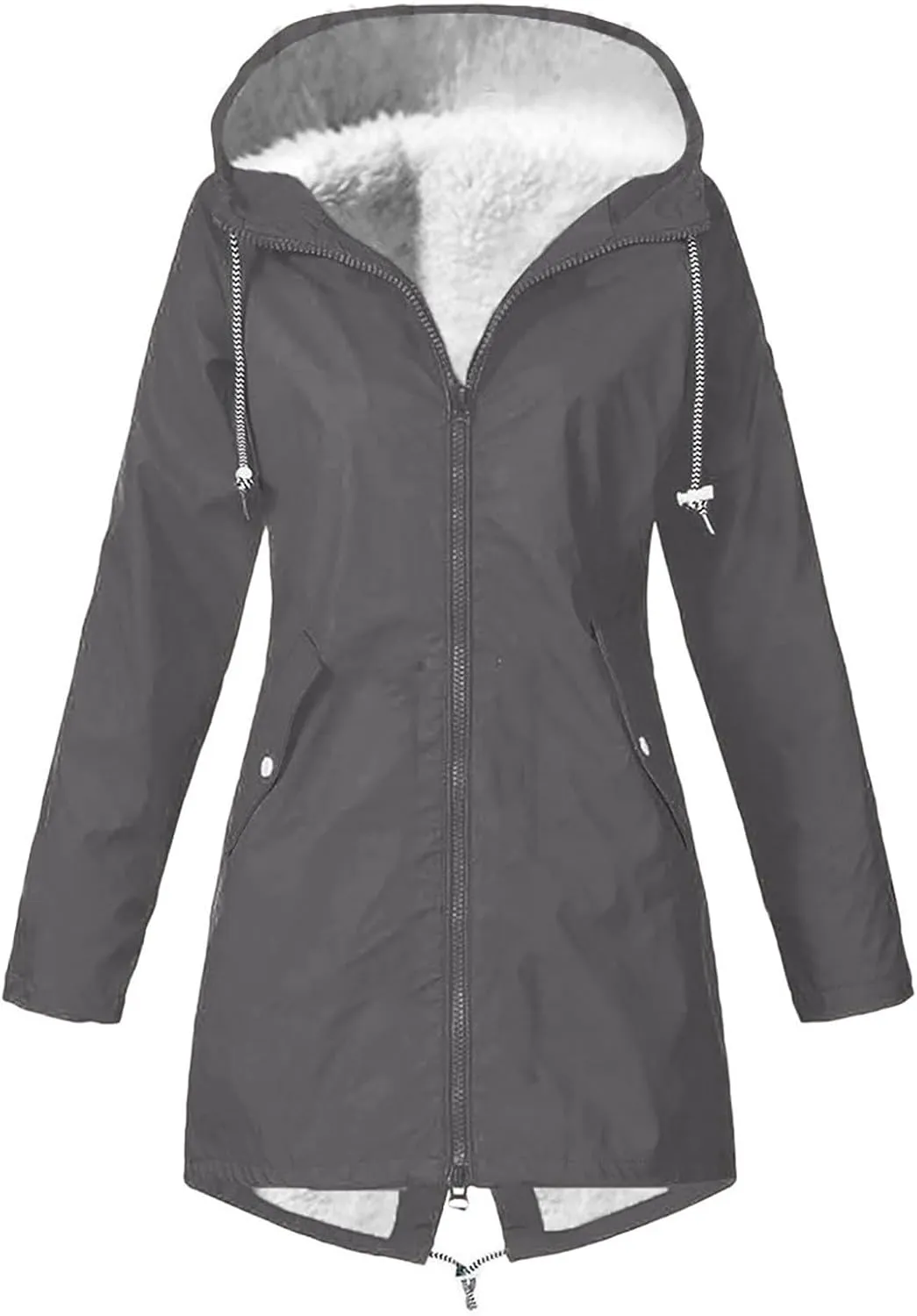 Rain Coats for Women Waterproof with Hood Thickened Fleece Lined Raincoat Casual Solid Lightweight Rain Coats
