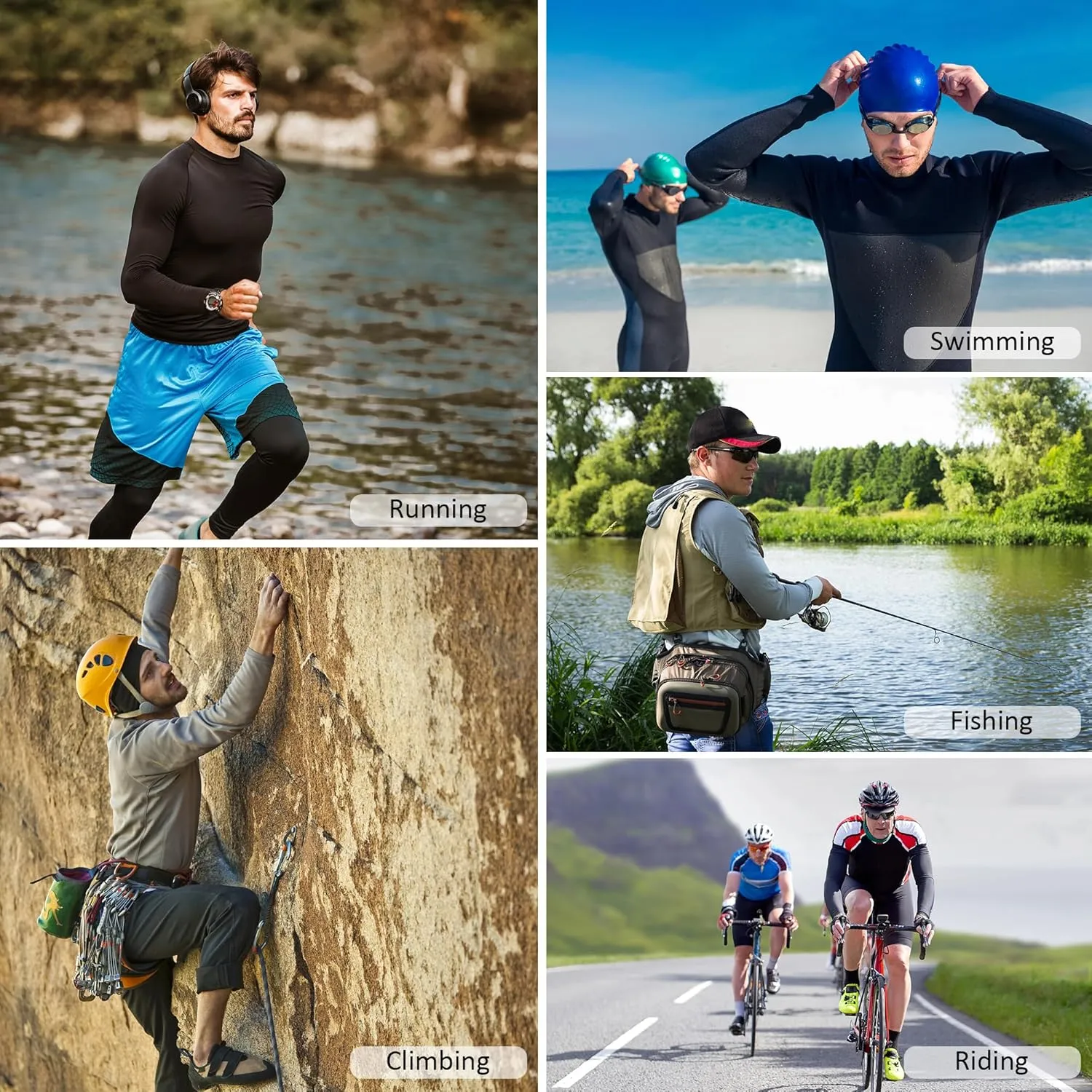 Rash Guard for Men UPF 50  Sun Protection Long Sleeve Shirts for Fishing Workout Quick Dry Lightweight Cooling