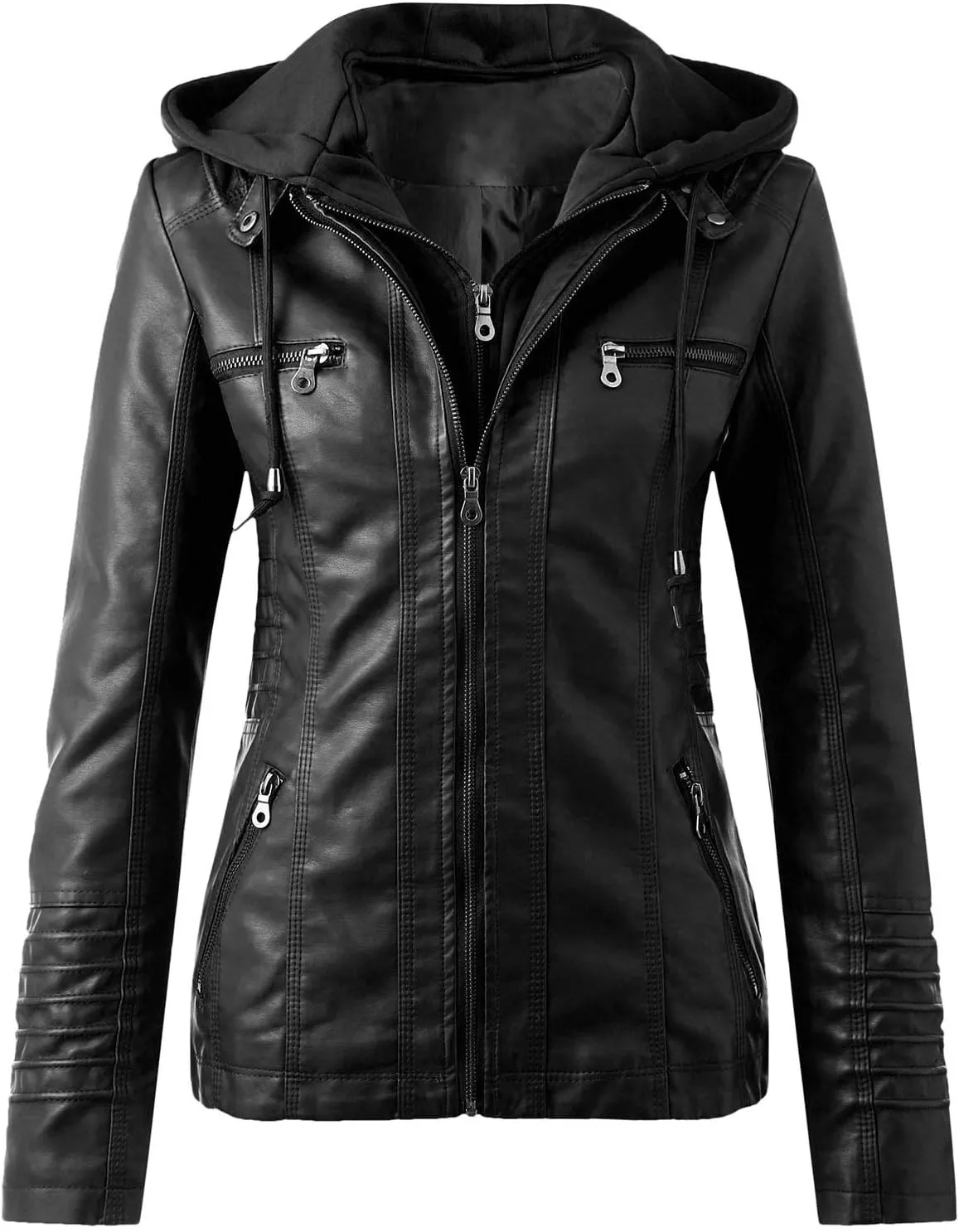 Red Leather Jacket Stand-Up Collar Zipper Stitching Solid Color Jacket Winter Jackets for Women Leather Jacket