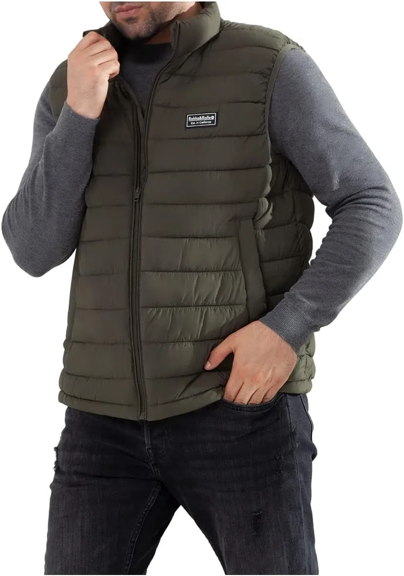 Rokka&Rolla Men's Lightweight Puffer Vest Sleeveless Winter Jacket